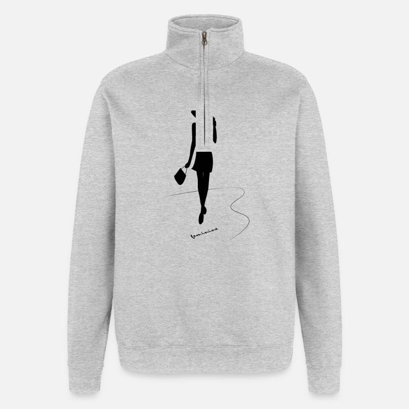 Frau Feminin - Quarter-Zip-Sweatshirt - Grau meliert