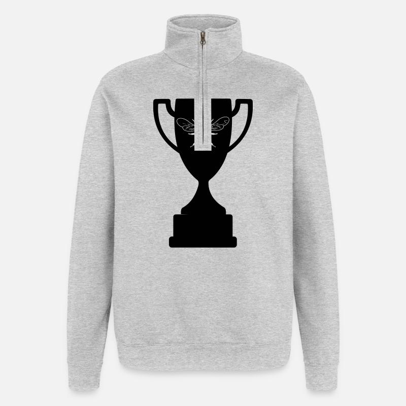 Tasse avec abeille découpée - Sweat à zip 1/4 - gris chiné