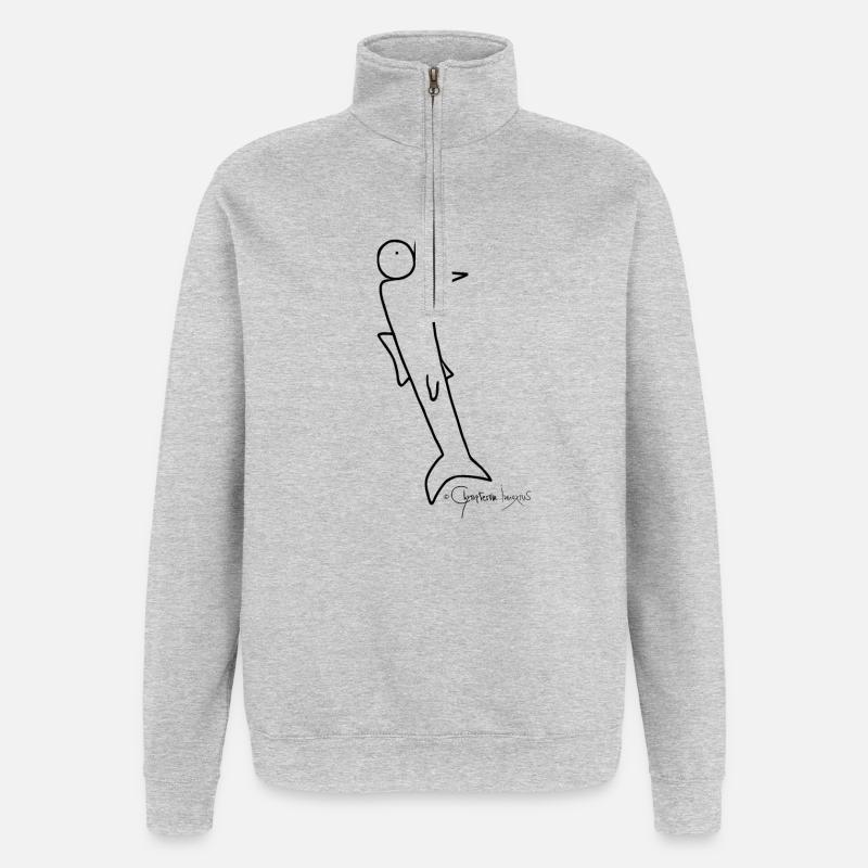 Plötzfisch © Chyropterum Innoxius - Quarter-Zip-Sweatshirt - Grau meliert