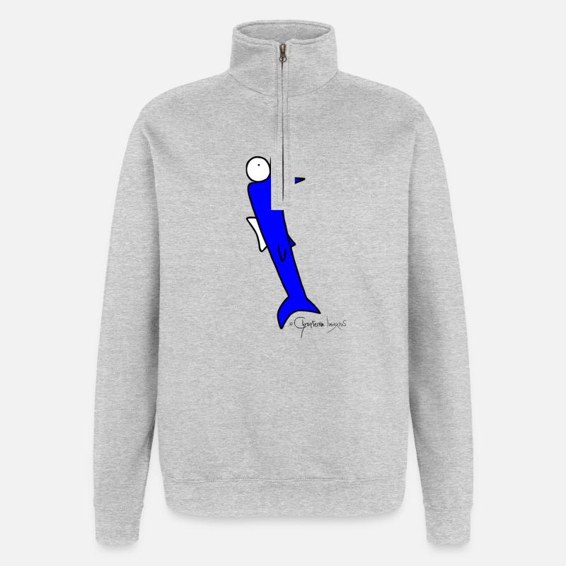 Cafard - Piscis Rutilus - Sweat à zip 1/4 - gris chiné