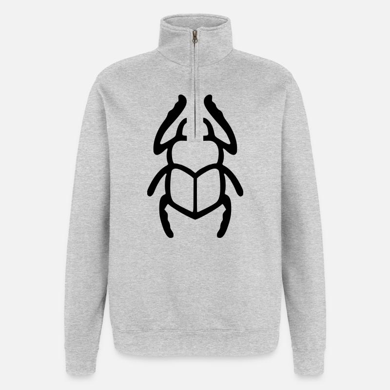 Skarabäus-Hieroglyphe - Quarter-Zip-Sweatshirt - Grau meliert