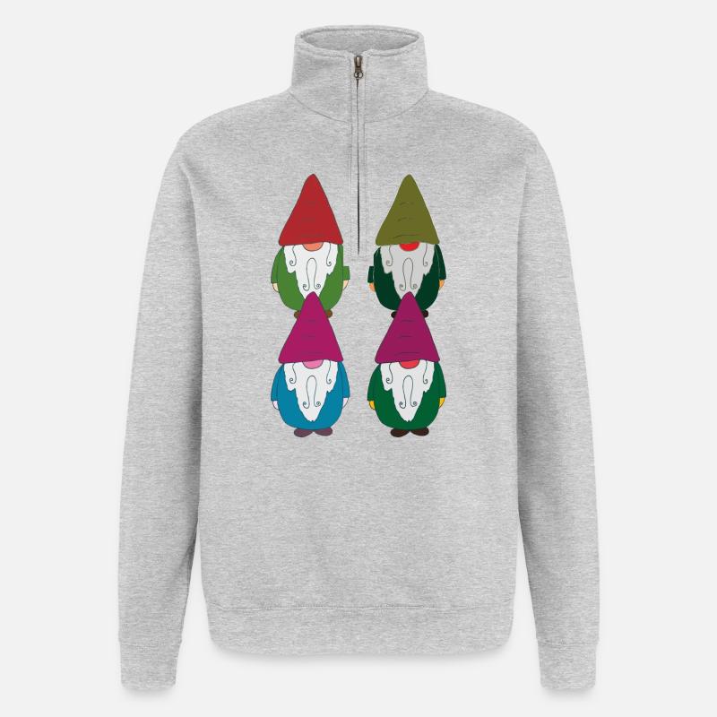 gartenzwerge Viererkette - Quarter-Zip-Sweatshirt - Grau meliert