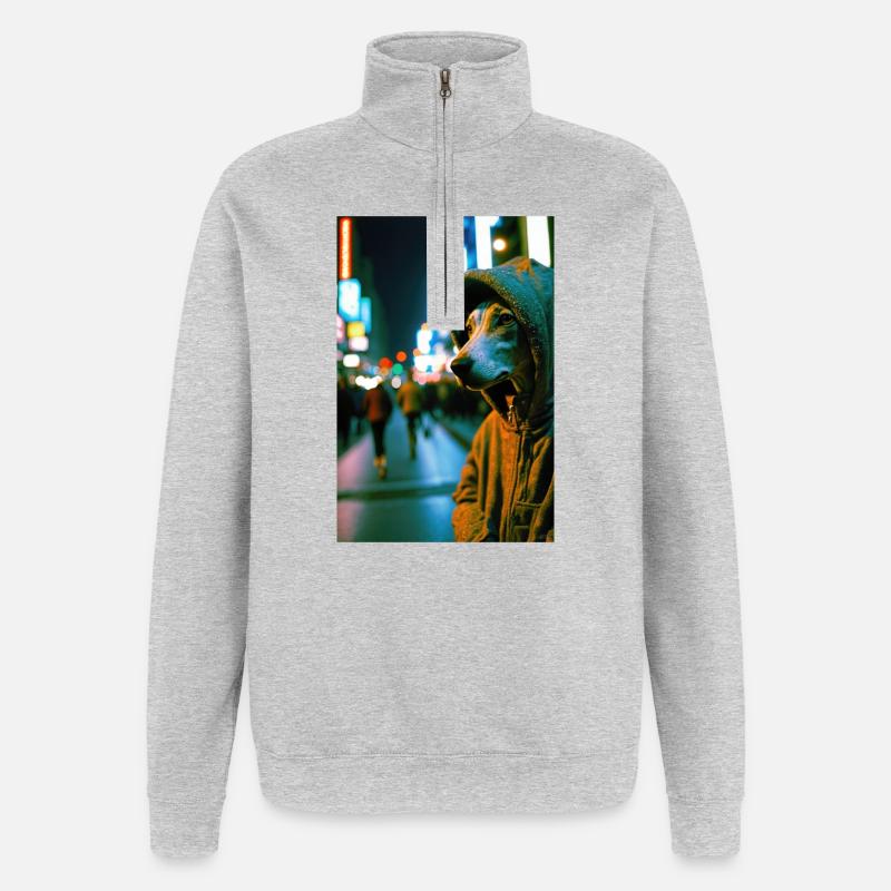 Cyrano dans la rue 01 - Sweat à zip 1/4 - gris chiné