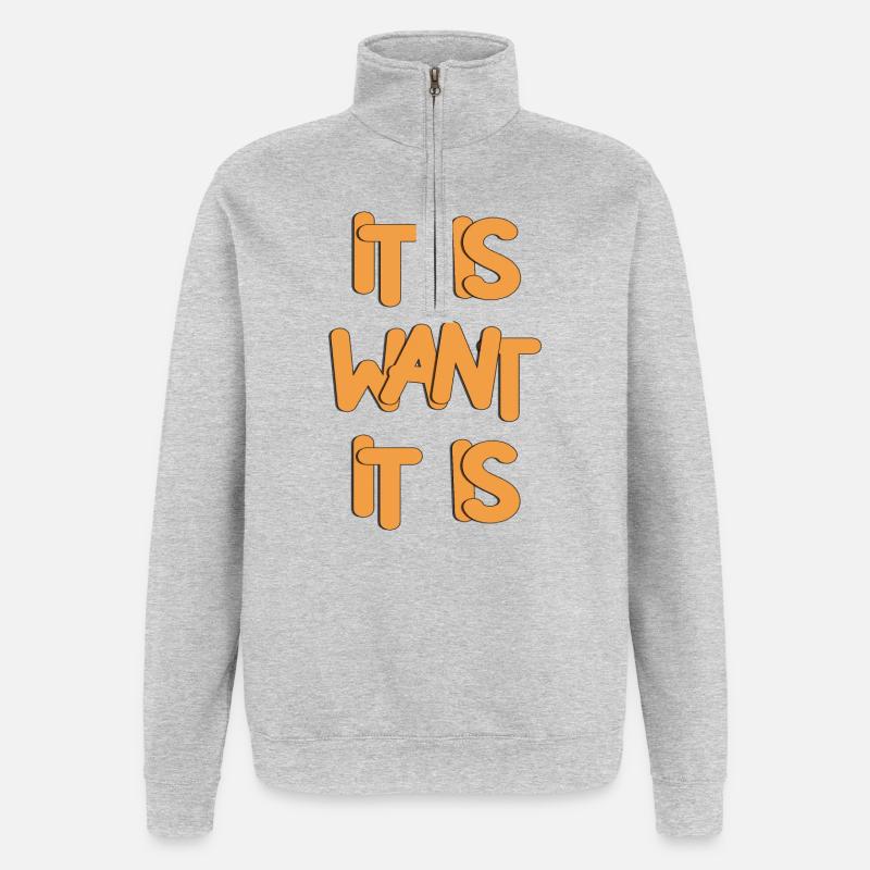 Expressive Bold Typography Design - Quarter-Zip Sweatshirt - heather grey