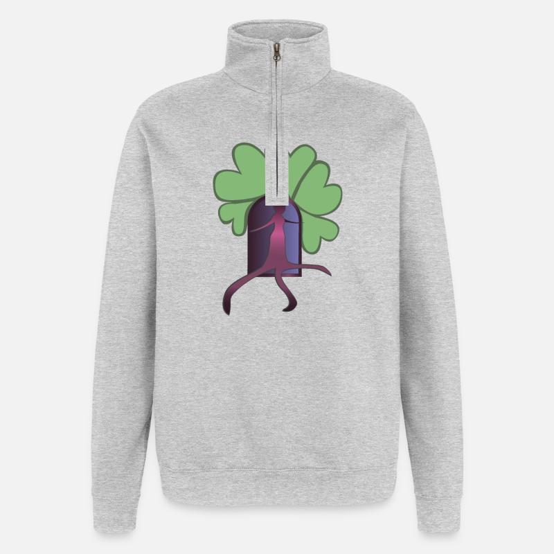 Sortez Rose - Sweat à zip 1/4 - gris chiné