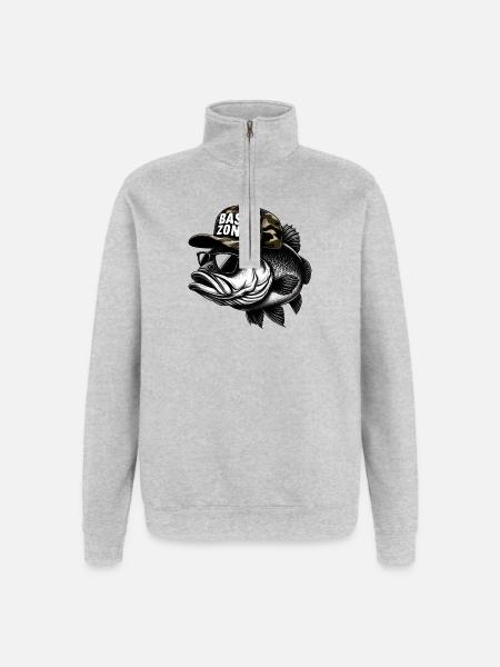 striped bass zone - Quarter-Zip Sweatshirt - heather grey