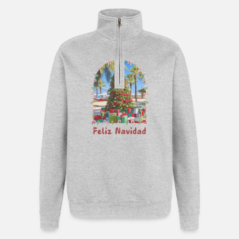 Feliz Navidad - Noël espagnol - Sweat à zip 1/4 - gris chiné