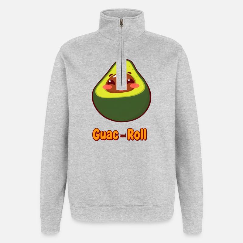 Guac und Roll Avocado Design - Quarter-Zip-Sweatshirt - Grau meliert