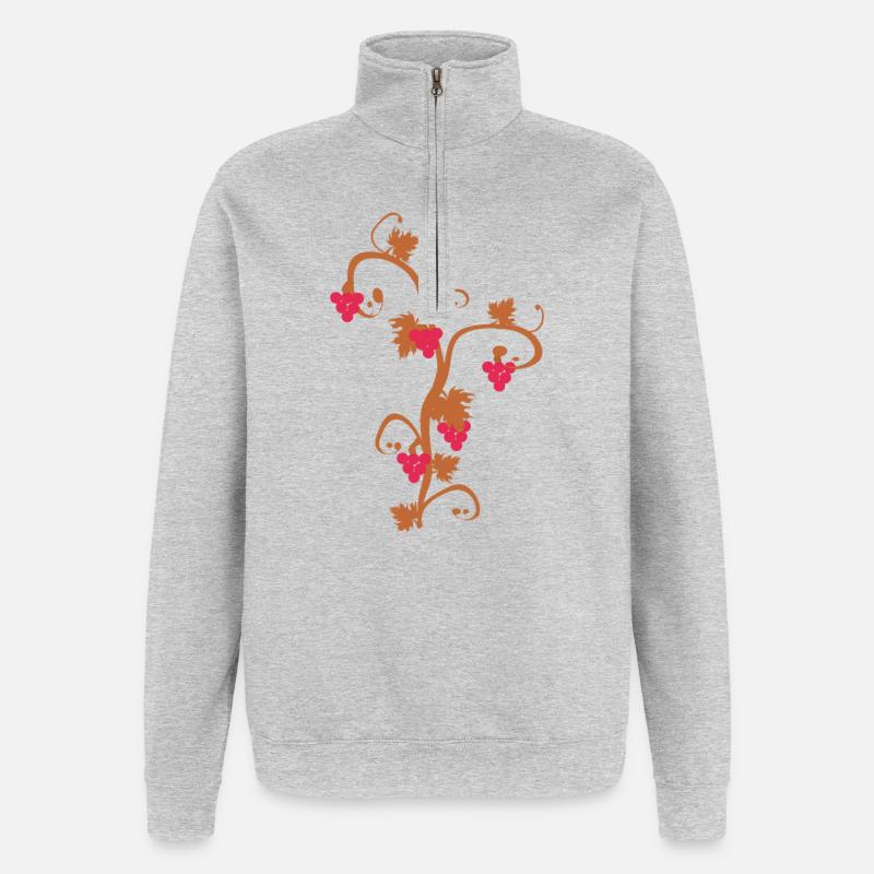 weintrauben und Ranke - Quarter-Zip-Sweatshirt - Grau meliert