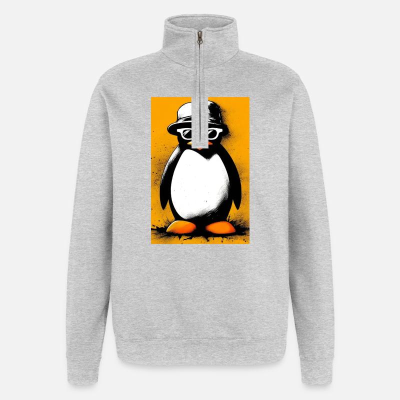 Pinguin - Quarter-Zip-Sweatshirt - Grau meliert
