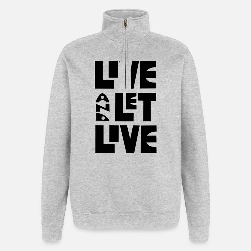 Vivre et laisser vivre par Cean - Sweat à zip 1/4 - gris chiné