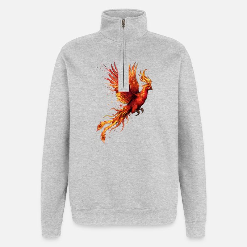 Tempête de feu Phoenix - Sweat à zip 1/4 - gris chiné