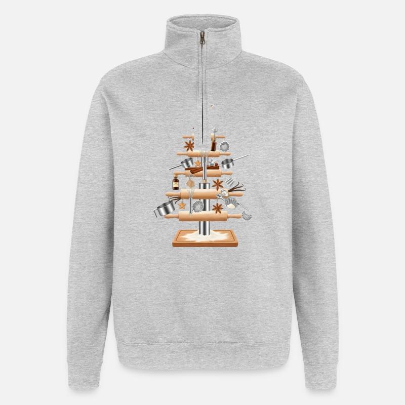 Kitchen tree made of baking tools - Quarter-Zip Sweatshirt - heather grey