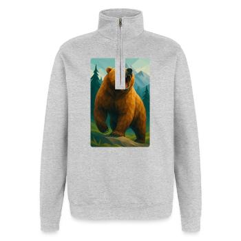 Polynature Grizzly - Quarter-Zip-Sweatshirt - Grau meliert - Vorne - AI Model Female 172 light (172cm) & AI Model Male 178 dark (178cm)