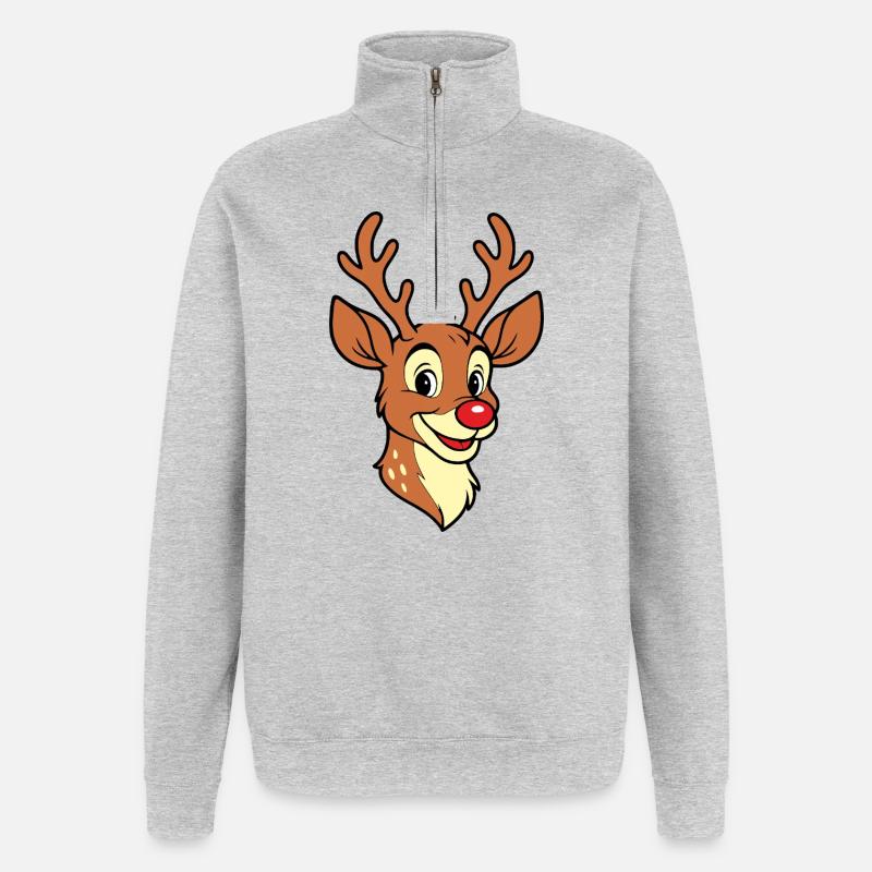 Papa Renne Rudolph Noël Joyeux Nom - Sweat à zip 1/4 - gris chiné