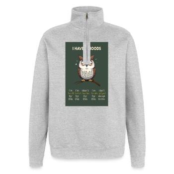 Witziges Eulenmotiv mit dem Spruch -I Have 5 Moods - Quarter-Zip-Sweatshirt - Grau meliert - Vorne - AI Model Female 172 light (172cm) & AI Model Male 178 dark (178cm)