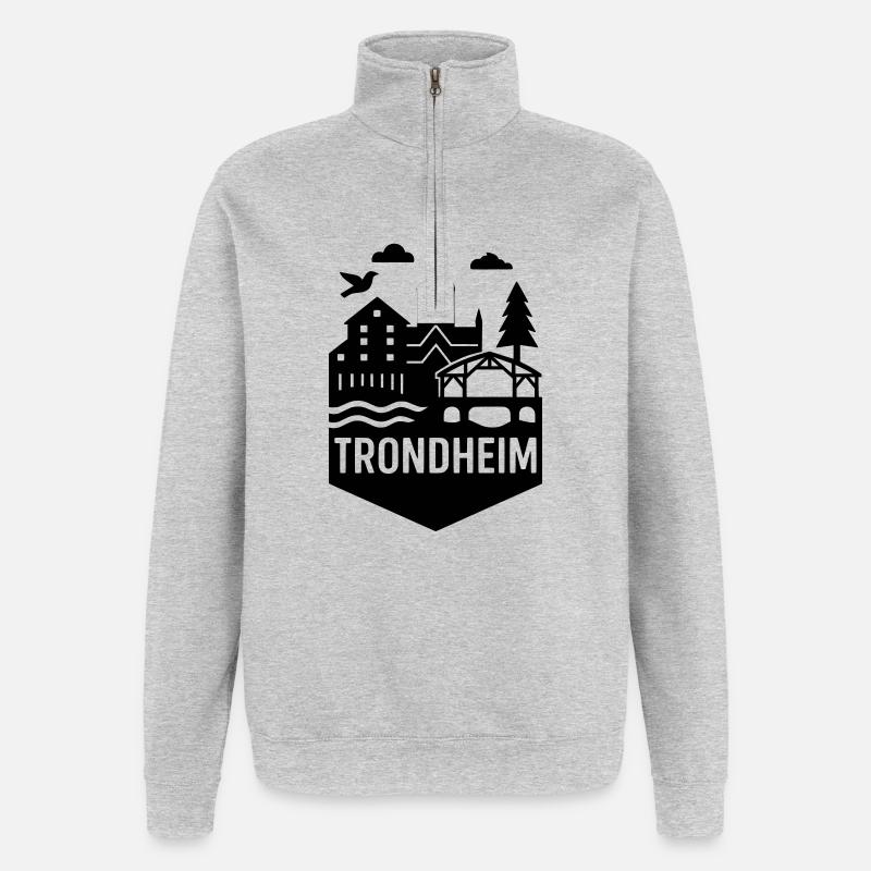 Trondheim - Sweat à zip 1/4 - gris chiné