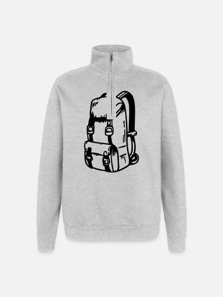 Backpack Symbol Camping Travel - Quarter-Zip Sweatshirt - heather grey