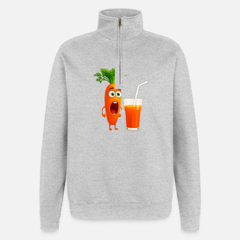 Verzweifelte Karotte - Quarter-Zip-Sweatshirt - Grau meliert