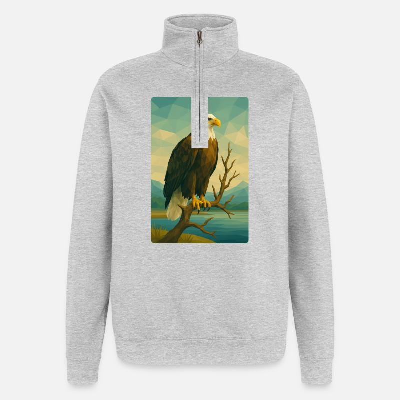 Polynature Bald Eagle - Quarter-Zip Sweatshirt - heather grey