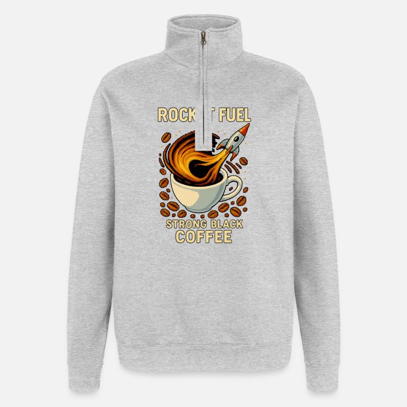 Raketentreibstoff Starker Schwarzer Kaffee - Quarter-Zip-Sweatshirt - Grau meliert