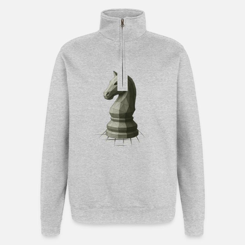 Low Poly Schach Springer Design - Quarter-Zip-Sweatshirt - Grau meliert