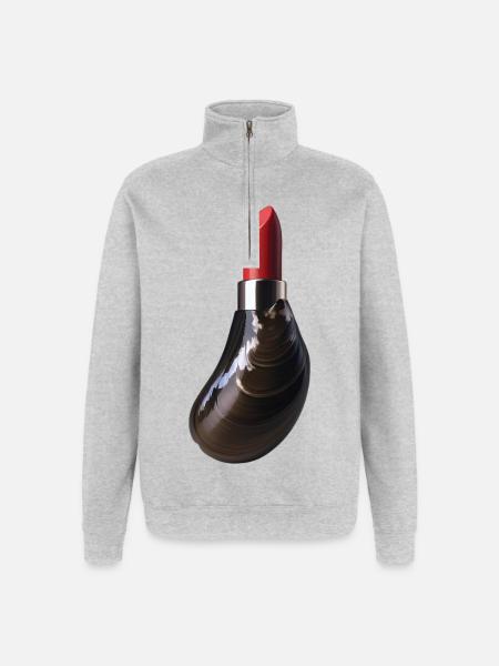 MUSCHELROT – Bellegique - Quarter-Zip-Sweatshirt - Grau meliert