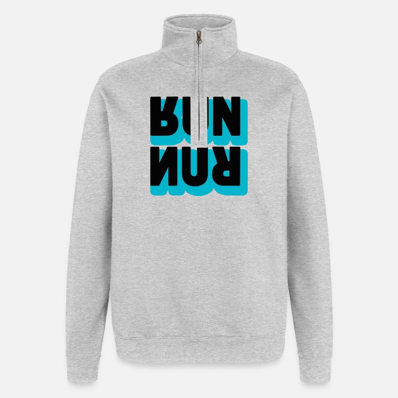 Running Run Typografie - Quarter-Zip-Sweatshirt - Grau meliert