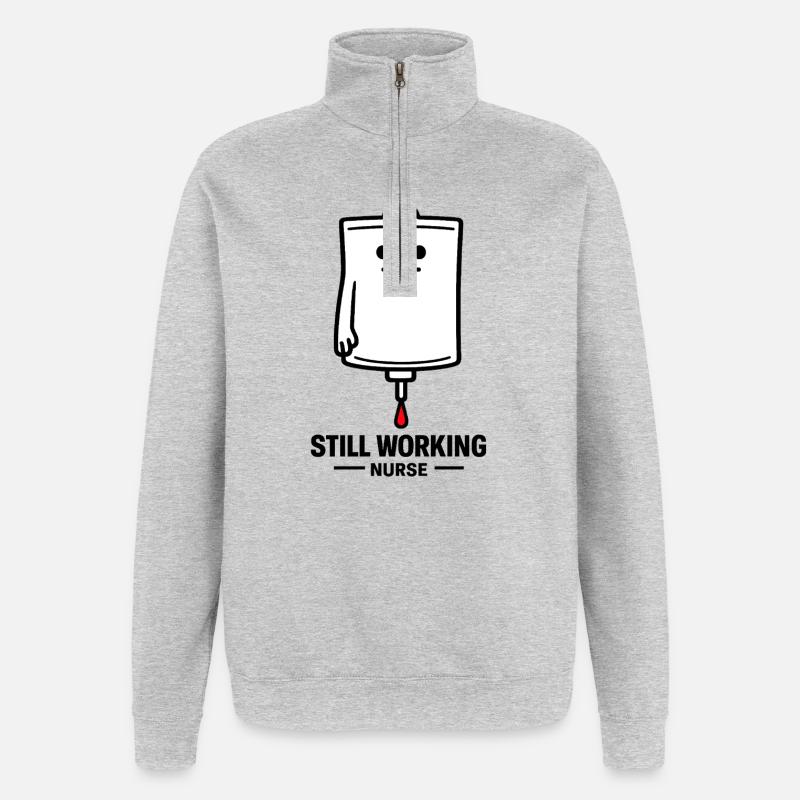 Noch arbeitende Krankenschwester - Quarter-Zip-Sweatshirt - Grau meliert