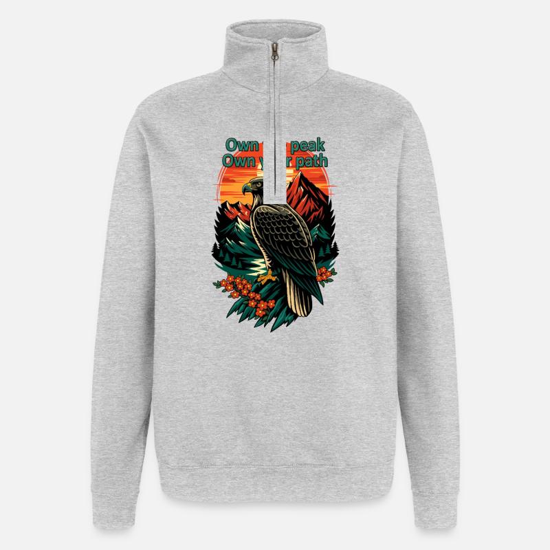 Posséder le sentier Peak Eagle - Sweat à zip 1/4 - gris chiné