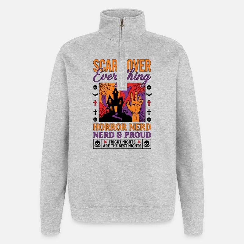 Horror Nerd Stolz Design - Quarter-Zip-Sweatshirt - Grau meliert