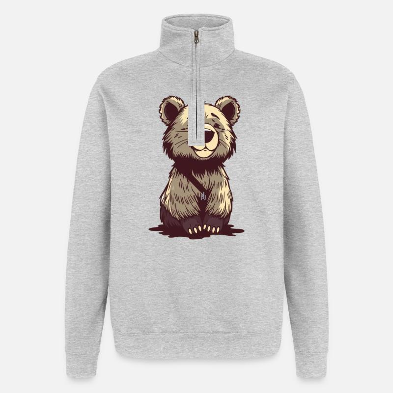 Bär Bärchen T-shirt Geschenk - Quarter-Zip-Sweatshirt - Grau meliert