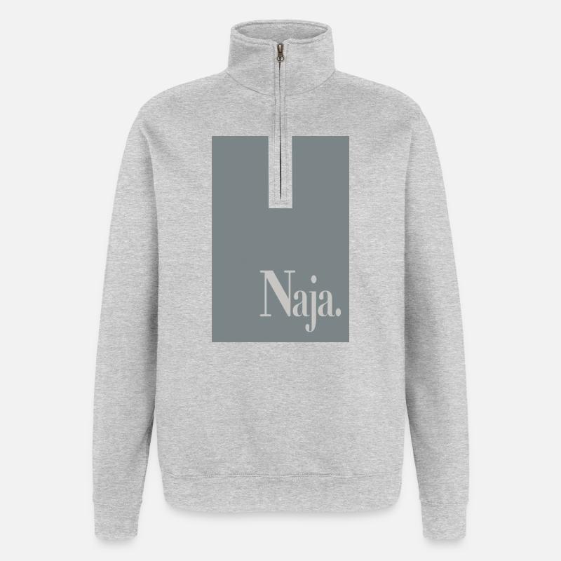 Affiche typographique : Eh bien. - Sweat à zip 1/4 - gris chiné