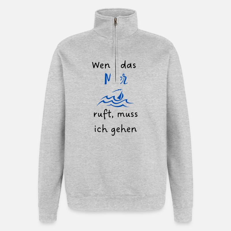 Wenn_das_Meer ruft - Quarter-Zip-Sweatshirt - Grau meliert