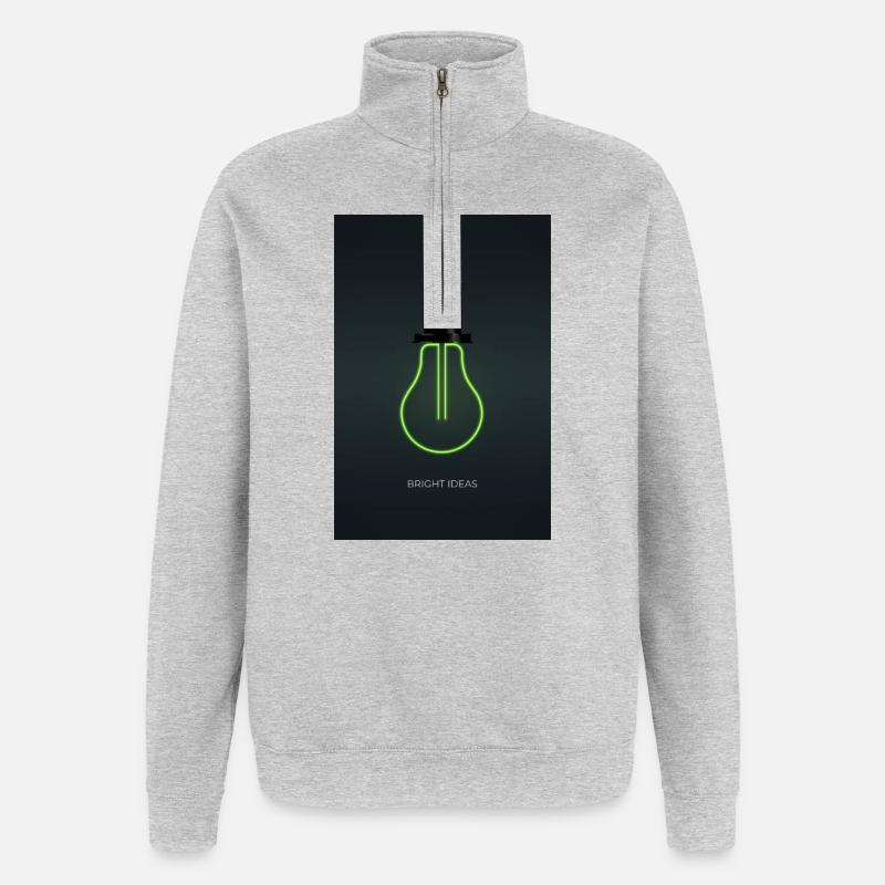 Bright Ideas – Neon Glühbirne Design - Quarter-Zip-Sweatshirt - Grau meliert