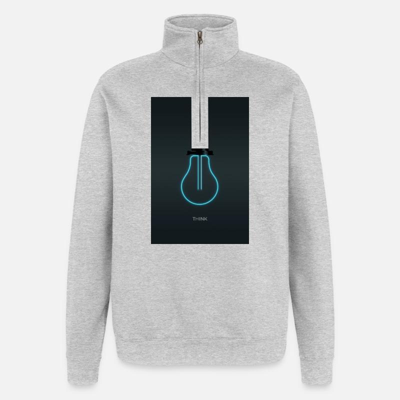 Think – Creative Neon Idea in Electric Blue - Quarter-Zip Sweatshirt - heather grey