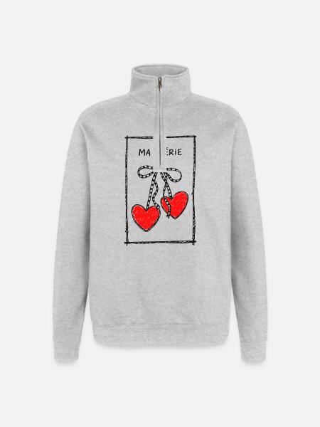 Ma Chérie Herzenkette - Quarter-Zip-Sweatshirt - Grau meliert