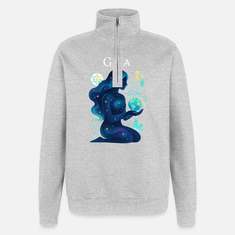 Kosmische Gaia – Mutter Natur - Quarter-Zip-Sweatshirt - Grau meliert