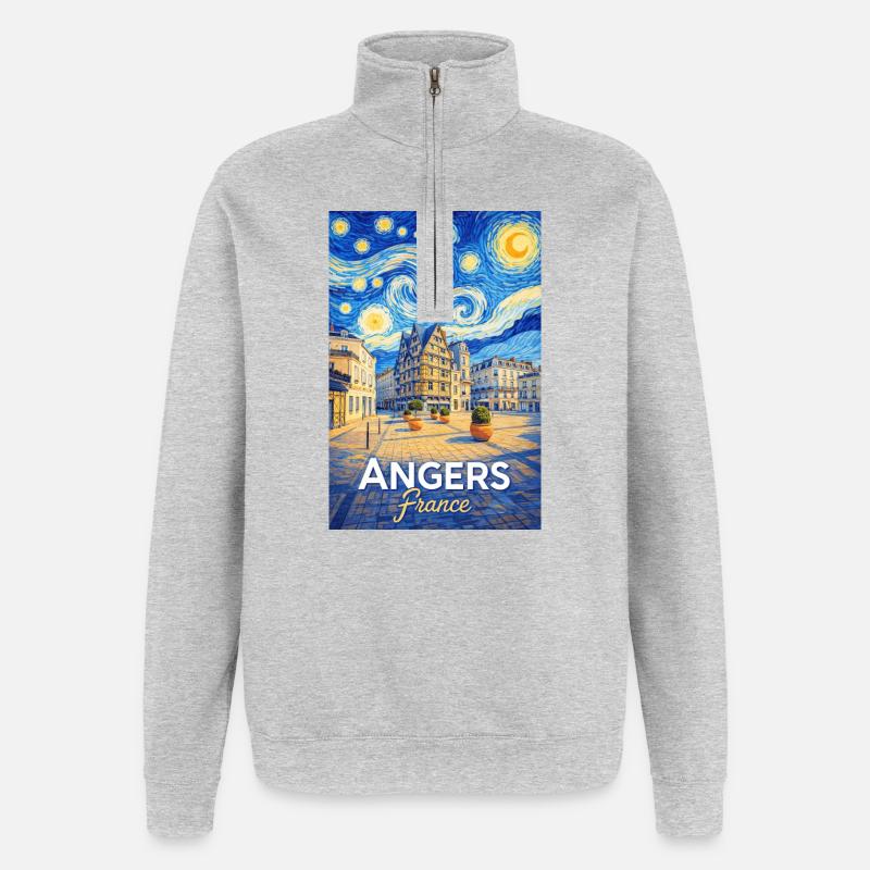 Angers, Frankreich - Quarter-Zip-Sweatshirt - Grau meliert
