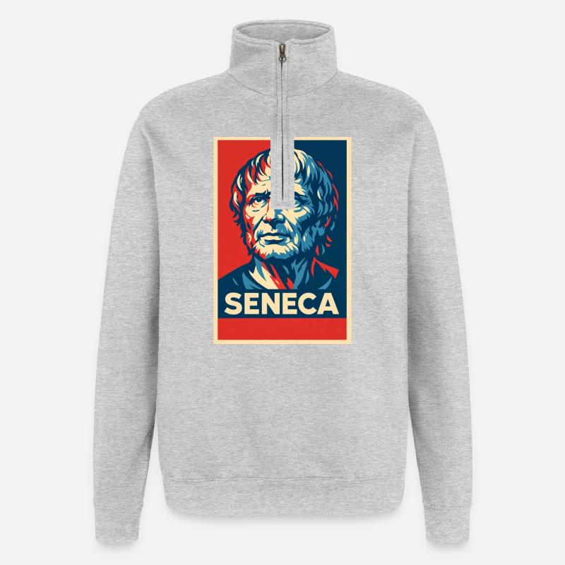 Seneca Pop Art Porträt - Quarter-Zip-Sweatshirt - Grau meliert
