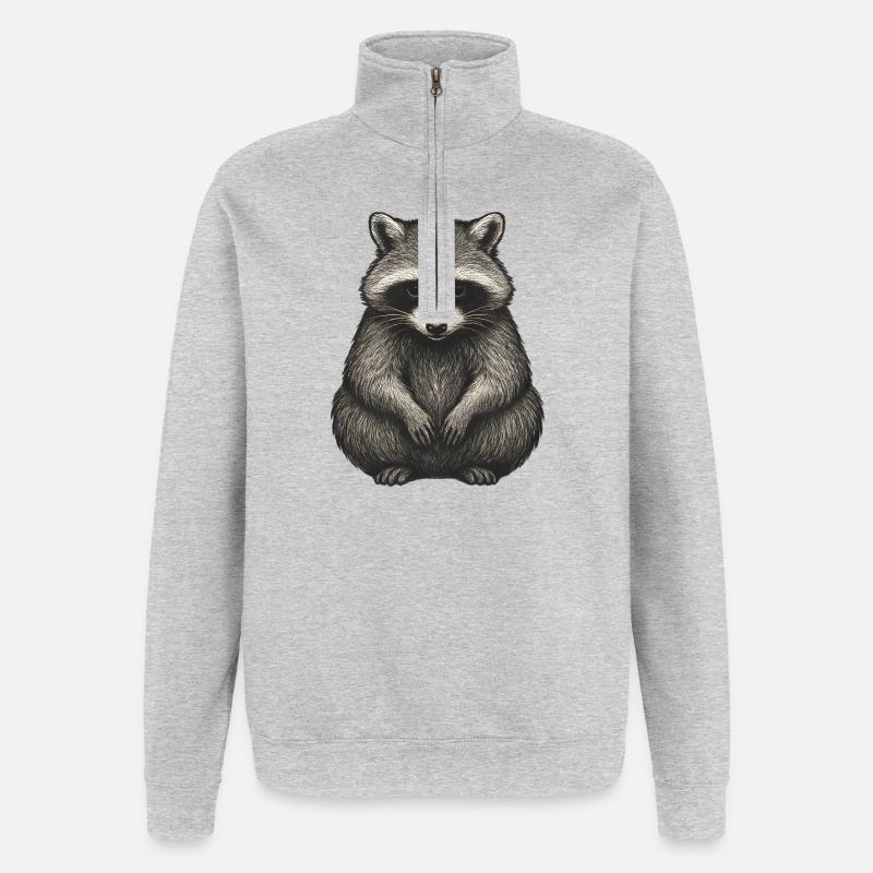 Schatten Waschbär Illustration - Quarter-Zip-Sweatshirt - Grau meliert