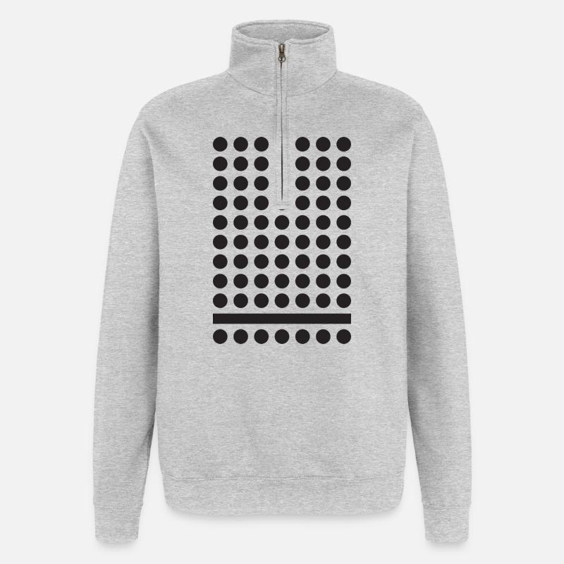 Monochrome Dot Grid Pattern - Quarter-Zip Sweatshirt - heather grey