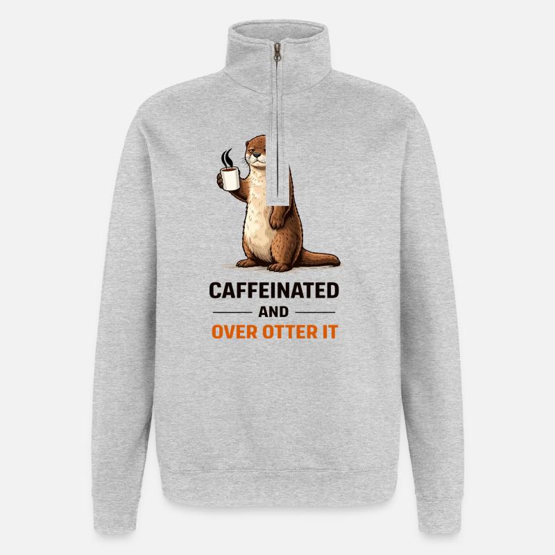 Caffeinated Otter Tee - Quarter-Zip Sweatshirt - heather grey