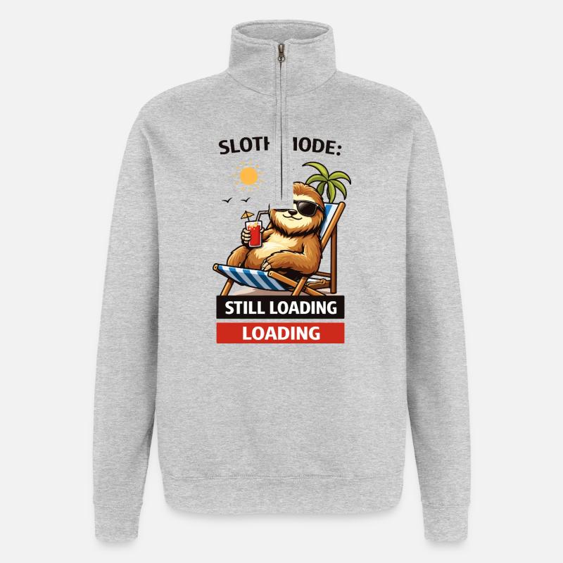 Trägheitsmodus: Lädt noch - Quarter-Zip-Sweatshirt - Grau meliert
