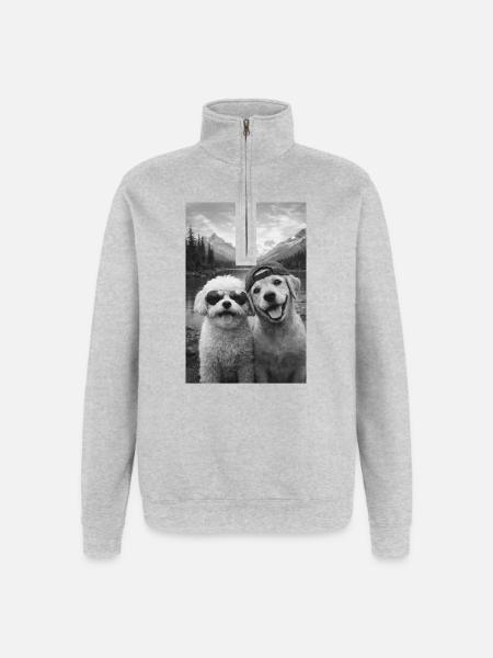 Bergsee Pfotenfreundschaft - Quarter-Zip-Sweatshirt - Grau meliert