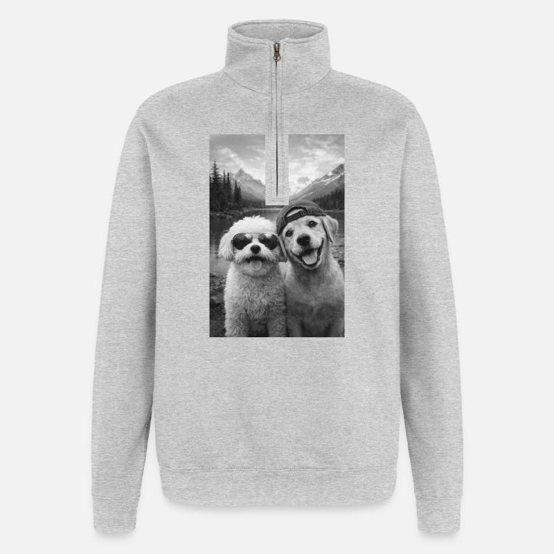 Amitié Paw de Mountain Lake - Sweat à zip 1/4 - gris chiné