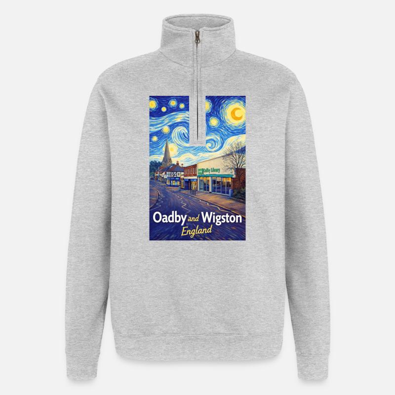 Oadby Wigston England Sternenstraßen - Quarter-Zip-Sweatshirt - Grau meliert