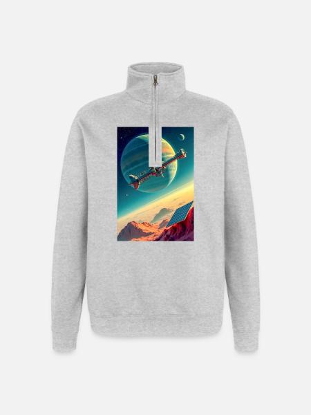 Humanity Finally Finds Its New Home in Space - Quarter-Zip Sweatshirt - heather grey