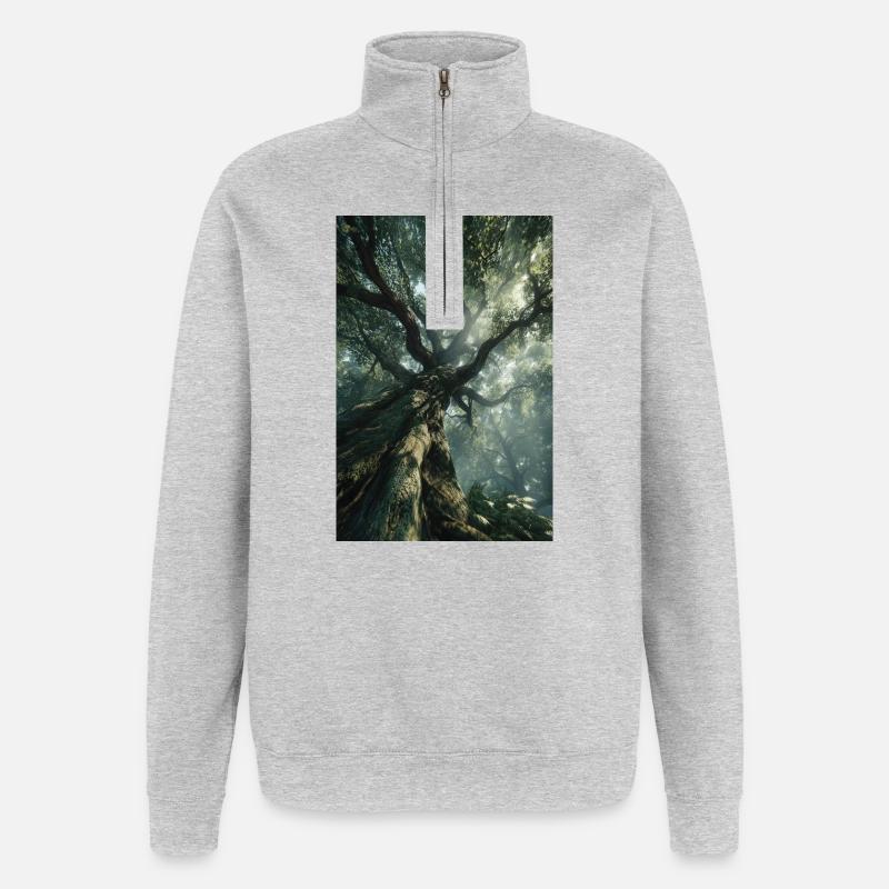 Uraltes Waldlicht - Quarter-Zip-Sweatshirt - Grau meliert