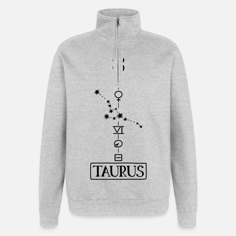 Taureau - Zodiaque du Taureau - noir - Sweat à zip 1/4 - gris chiné